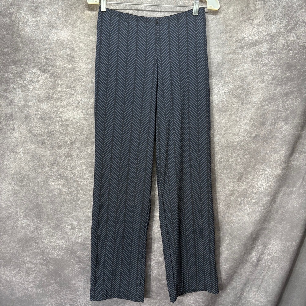 Porto San Francisco Herringbone Wide Leg Pants Size 2 M Navy Blue Lagenlook